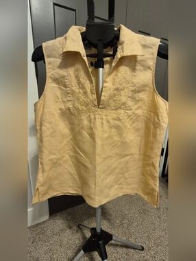 Richard Malcolm 100% Irish Linen Embroidered Sleeveless Top – Size XL